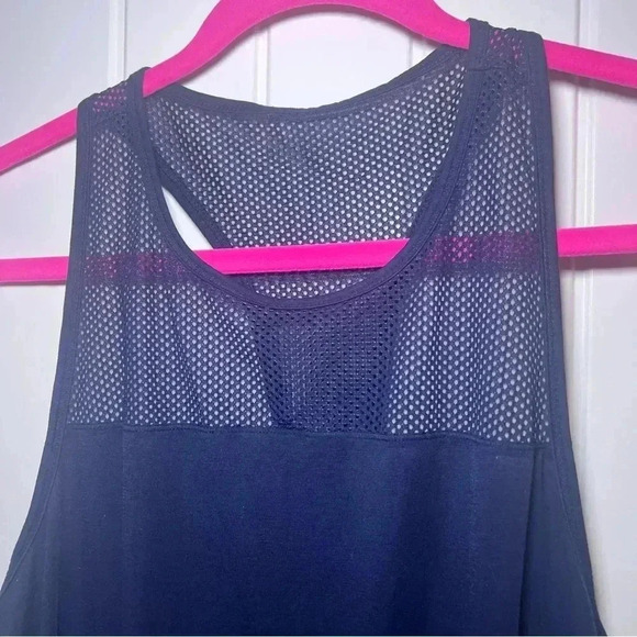 Athleta Be Free Navy Blue Mesh Tank Top Size Large Athletic Athleisure Gym - Picture 2 of 9